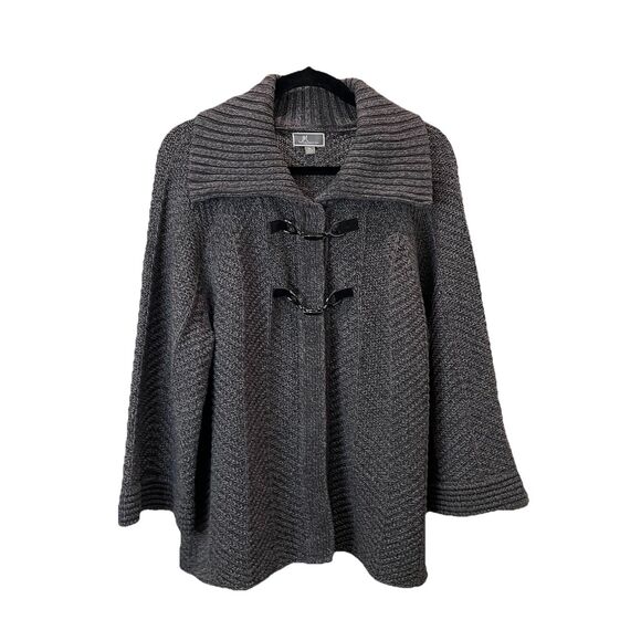 JM Collection Cardigan Womens Size XL Cable Knit Collar Toggle Buckle Front - Picture 1 of 11